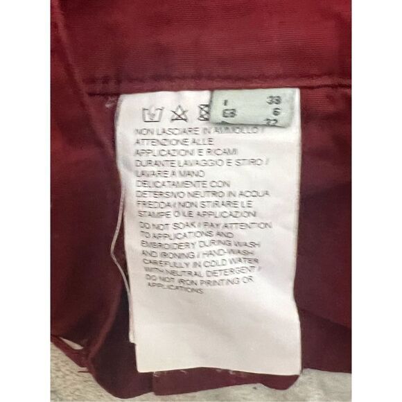 Pinko Women's Burgundy Eyelet Lace High-Rise Belted Shorts Size 2 - Picture 6 of 9